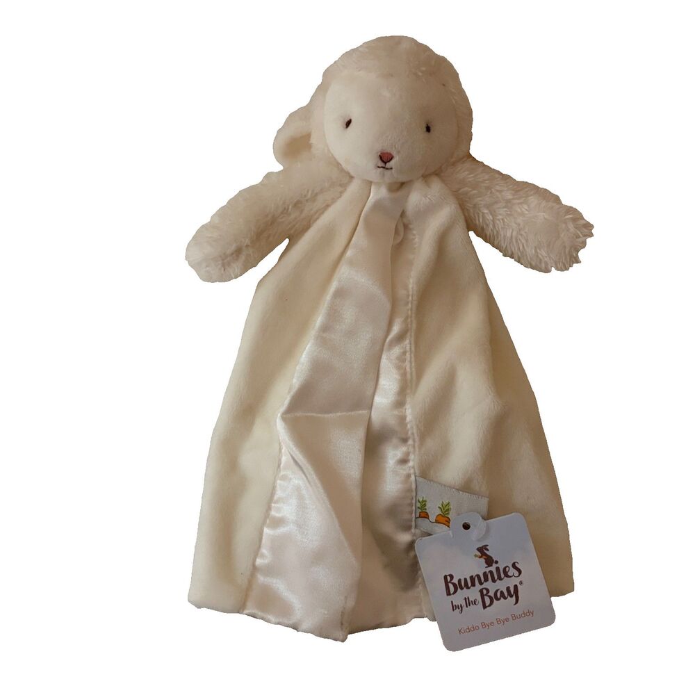 Bunnies By The Bay Kiddo Bye Bye Buddy Lamb Plush Lovey Blanket NWT Ivory